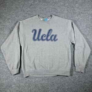 UCLA Bruin Basic Threads Men's Crew Neck Sweater - Script Print - Gray - Large